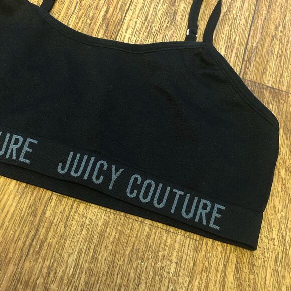 Juicy Couture Black Logo Elasticized Bralette Girls Training Bra Size Large / 34 - Picture 3 of 5
